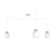 Lampada sospesa KRU 3 luci bianca legno Emibig