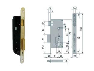 SERRATURA DA INFILARE A CILINDRO 2 MAND. BORDO TONDO 5C130- - mm.45 (5C130450) - 1 pezzi CISA