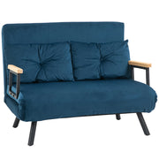 Divano letto 2 posti in velluto ¨C Xylo ¨C con 2 cuscini, beige e blu