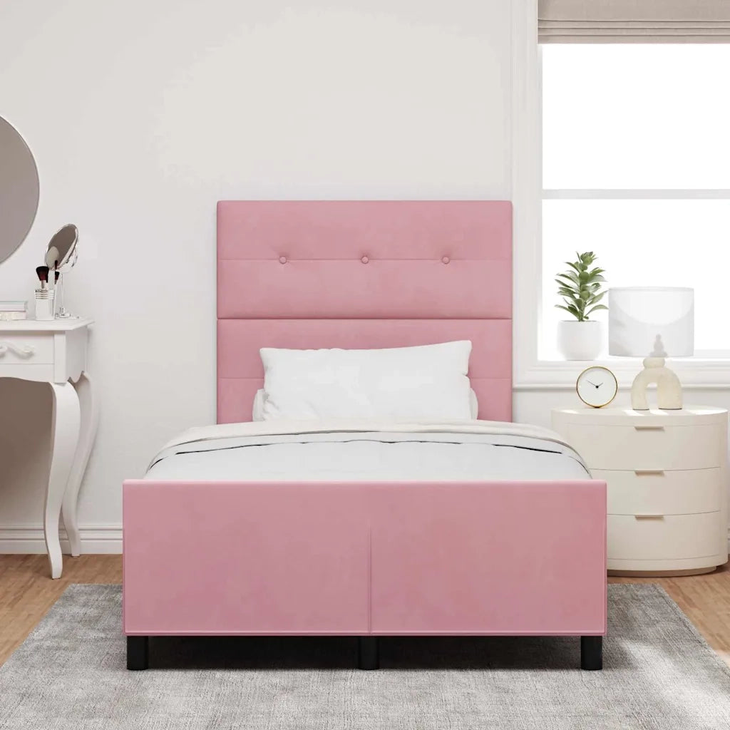 Letto a molle con testiera Rosa 120 x 200 cm Velluto 3344938