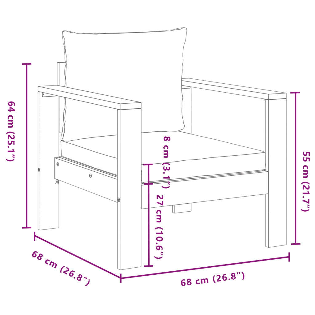Set Divano da Giardino 3pz | Set Salotto da Giardino con Cuscini Legno Massello di Acacia