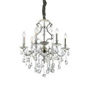 Lampadario Classico Gioconda Metallo-Cristallo Argento 6 Luci E14