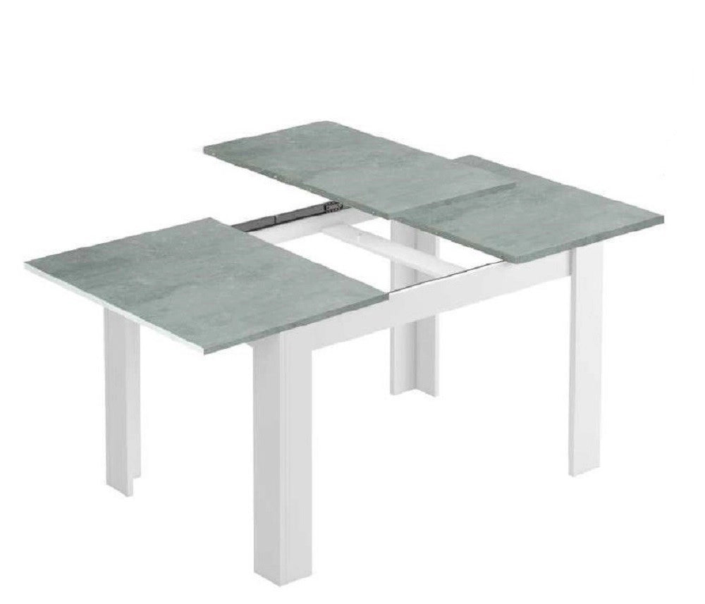 KIT TAVOLO ALLUNGABILE KENDRA CM 90X140/190X78 BIANCO / CEMENTO