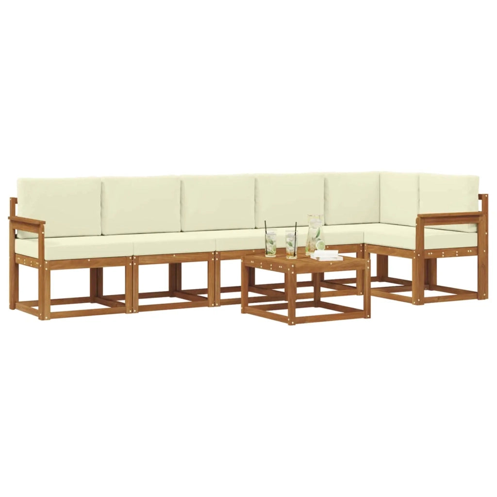 Set di divani da esterno con cuscino 7 pcs Naturale e Crema 3366488