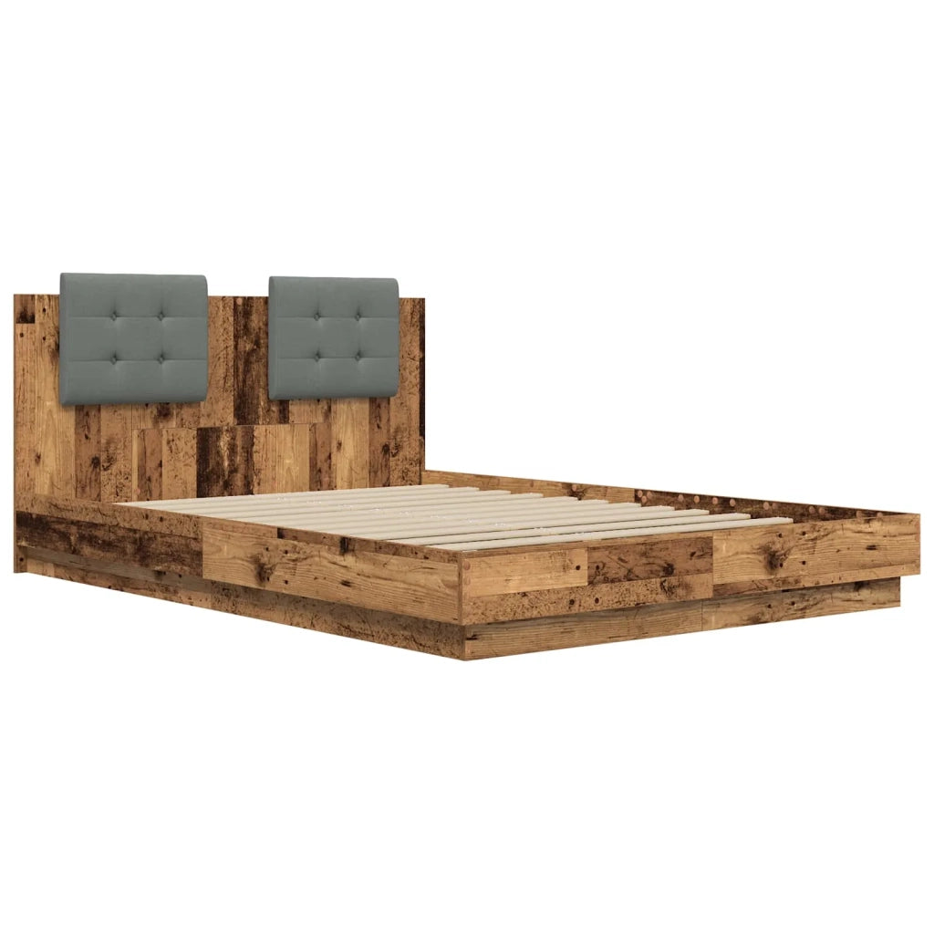 Struttura letto con testata-Giroletto Legno vecchio 160 x 200 cm