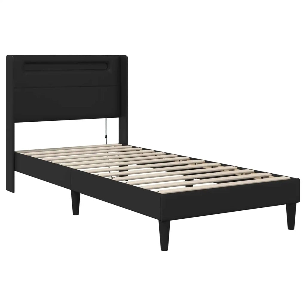 Struttura letto con materasso-Giroletto Nero 100 x 200 cm Similpelle