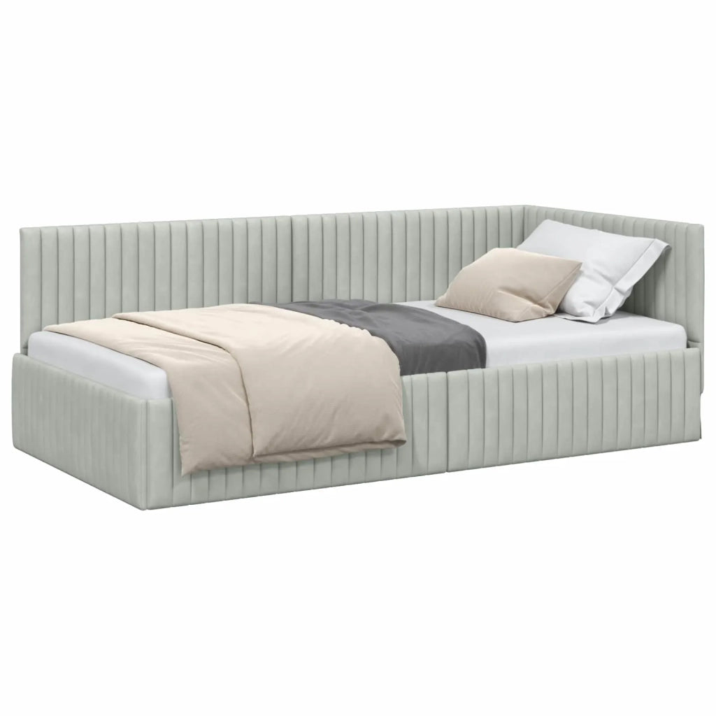 Cornice del letto ad angolo Grigio chiaro 100 cm x 200 cm