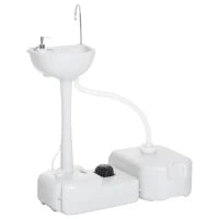 Lavabo Portatile da Campeggio con 2 Ruote, Serbatoio Acqua 17L e Serbatoio Sapone 2.5L, 83x50x103cm