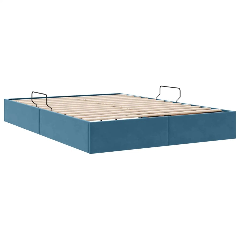 Letto ottomano con archiviazione Blu Scuro 140 x 200 cm Velluto 3442890