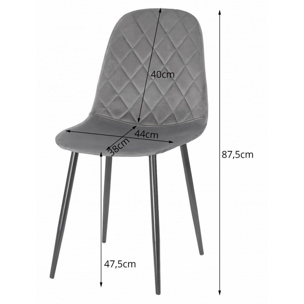 Sedia Asti in velluto verde scuro e gambe in metallo
