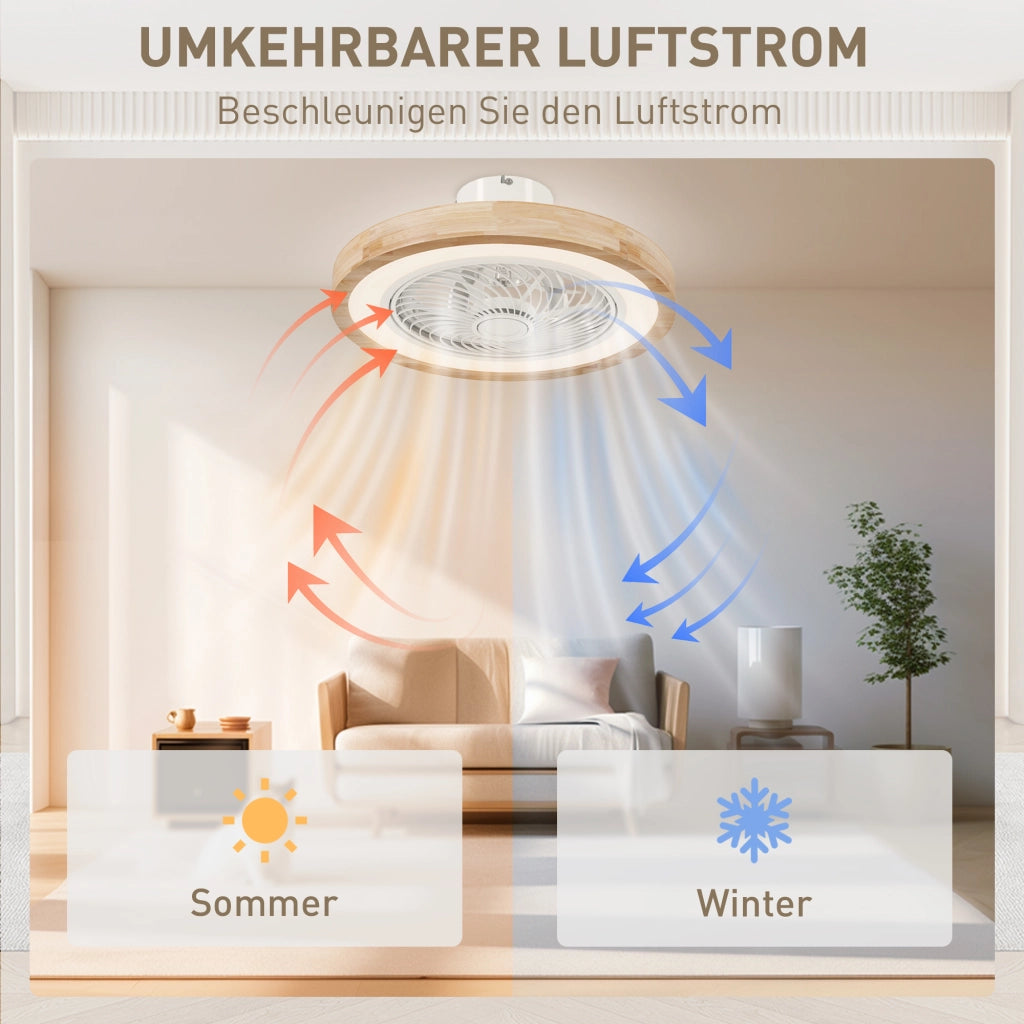 Ventilatore da soffitto con luce e telecomando ¨C Xylo ¨C 6 velocit¨¤, luminosit¨¤ regolabile, marrone chiaro