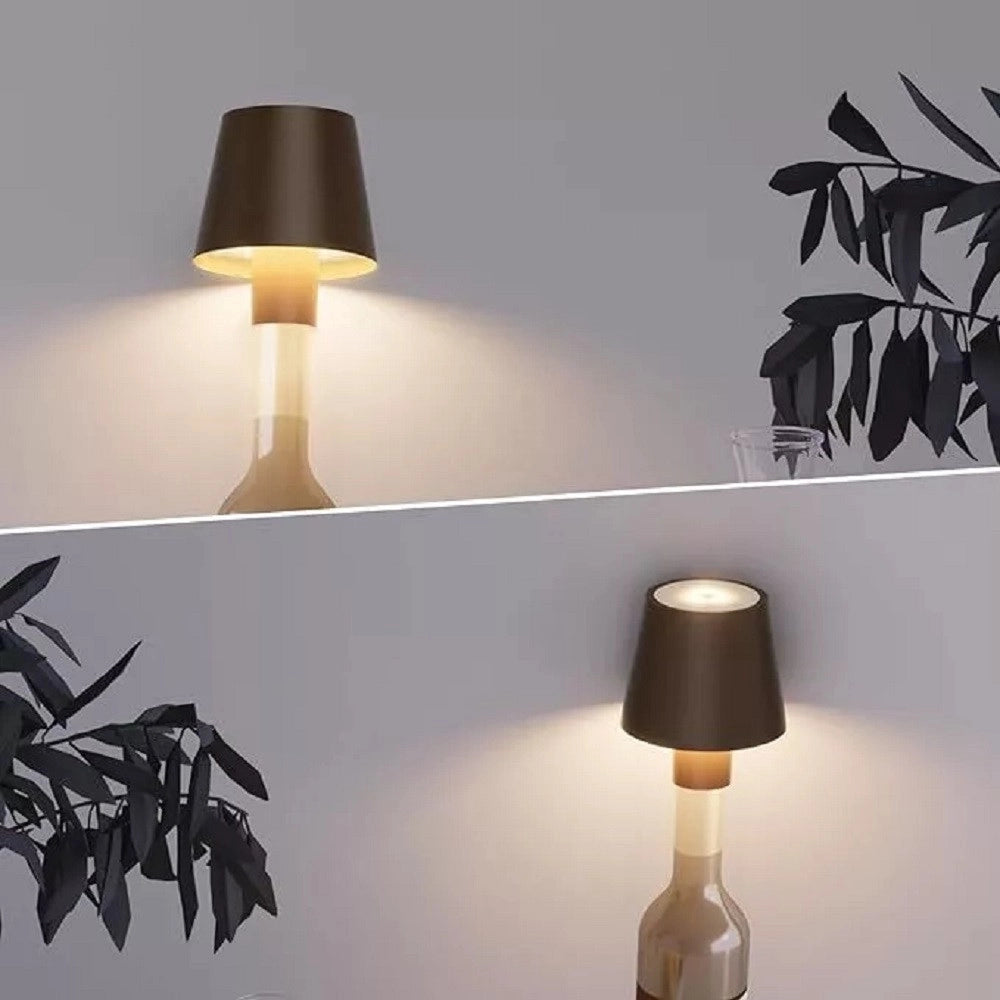 Trade Shop - Lampada Led Per Bottiglia Tappo Tavolo Touch Dimmerabile 3 Tonalità Ricaricabile -