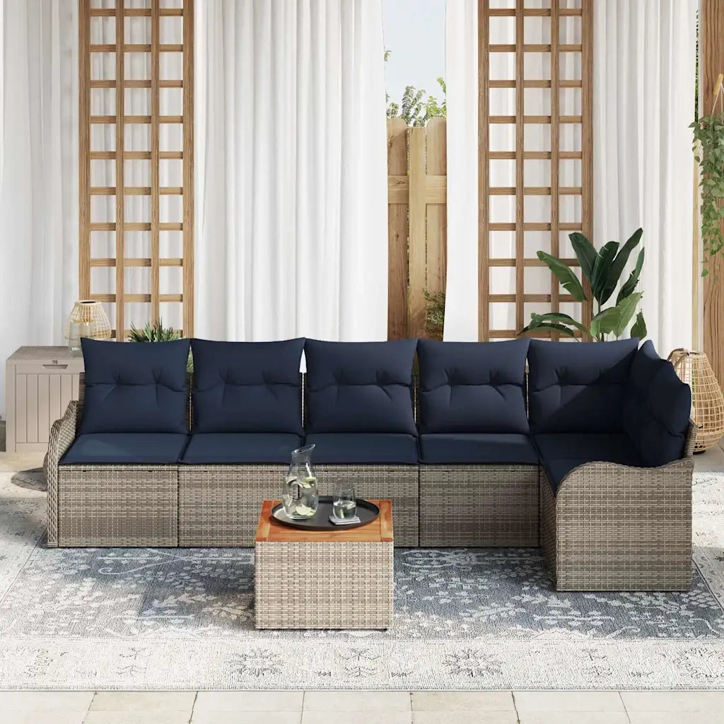 Set Divano da Giardino 7 pz Grigio polyrattan 3347465