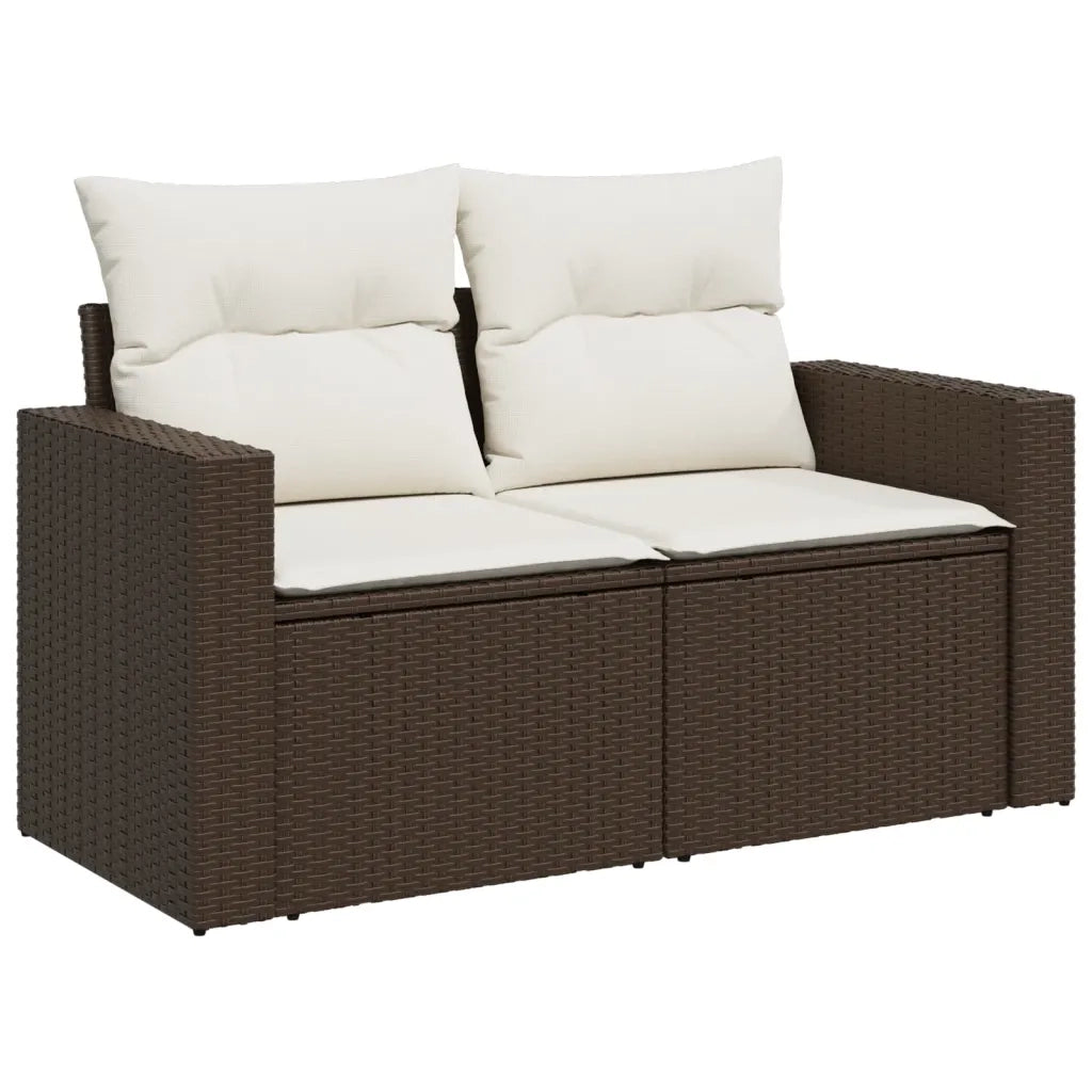 Set Divani da Giardino 9pz con Cuscini Marrone in Polyrattan 3267173