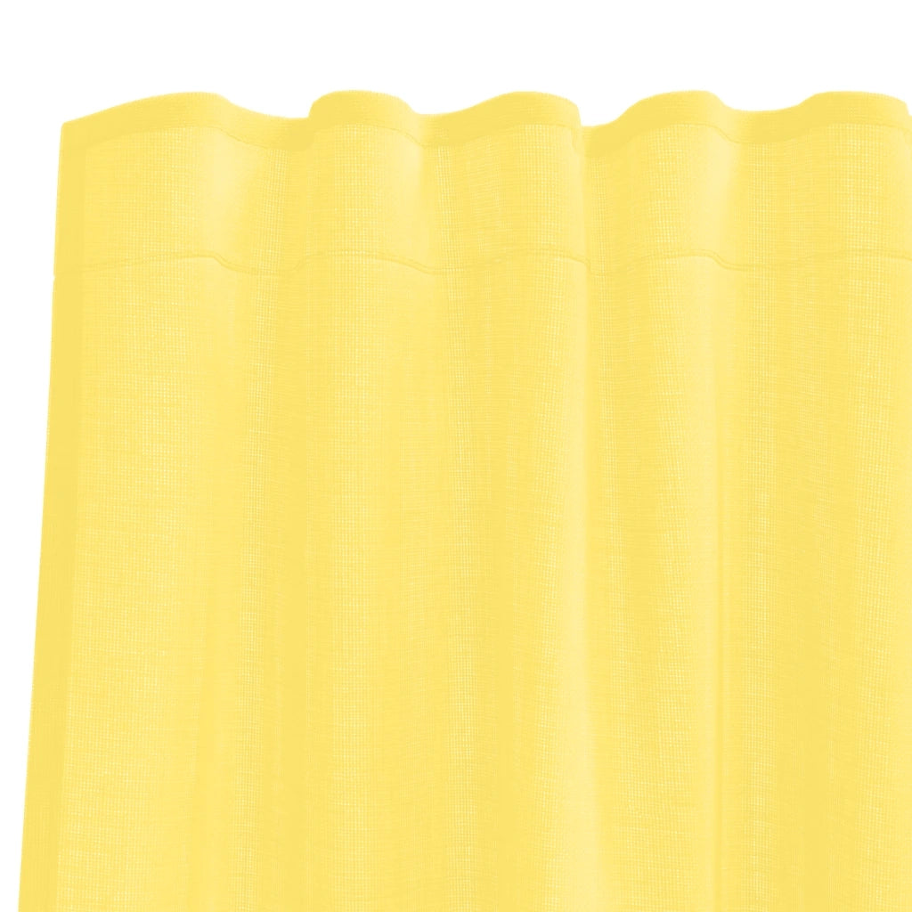 Tende in Voile con Tasche per Aste 2 pz Giallo 4102228