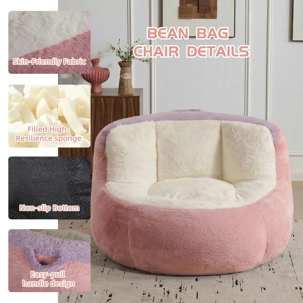 Poltrona sacco XXL in pelliccia sintetica multicolore con imbottitura in spugna sminuzzata ¨C Xylo ¨C Rosa+Bianco+Viola