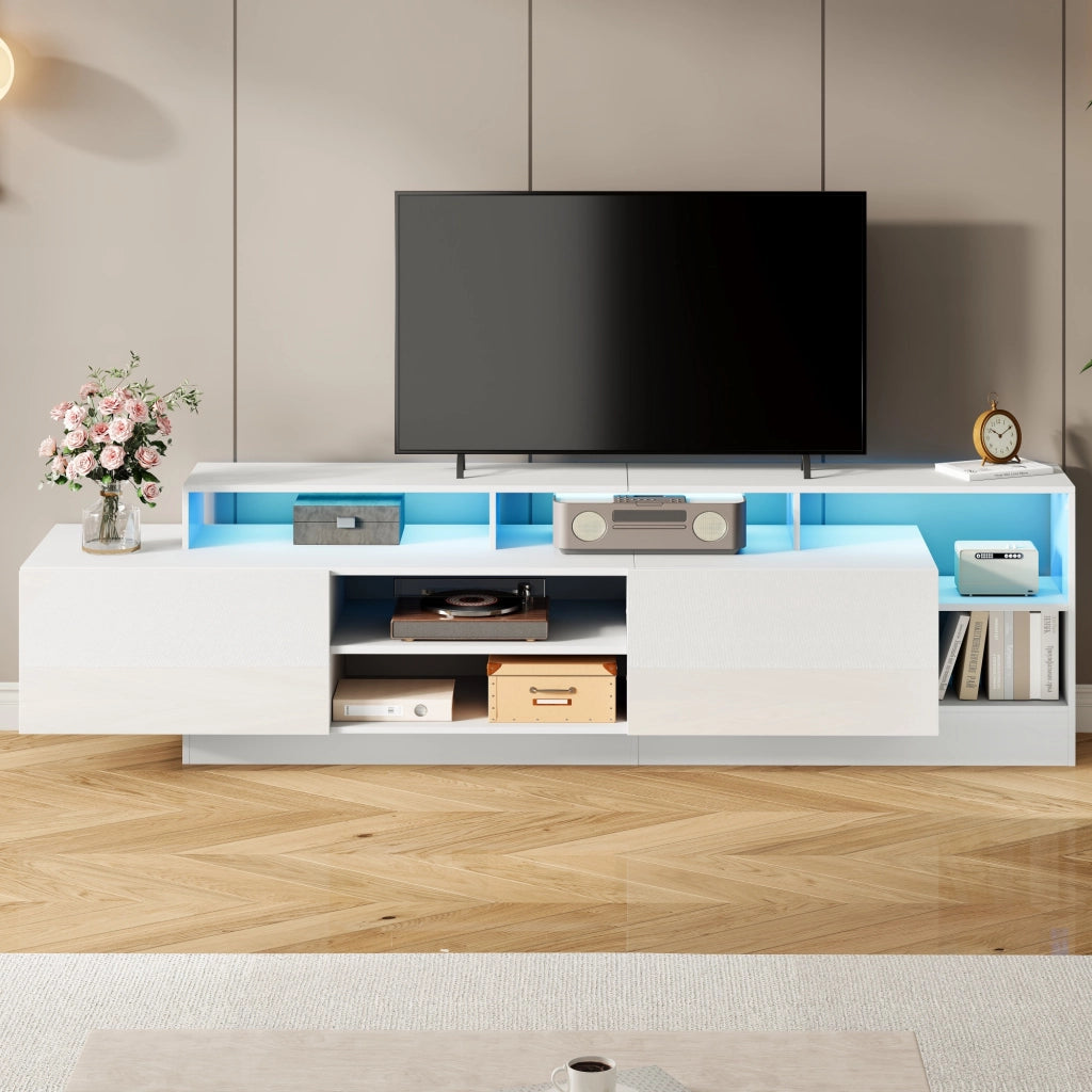 Mobile TV con LED ¨C MINIMAL ¨C Bianco Lucido, 190x40x48.5 cm