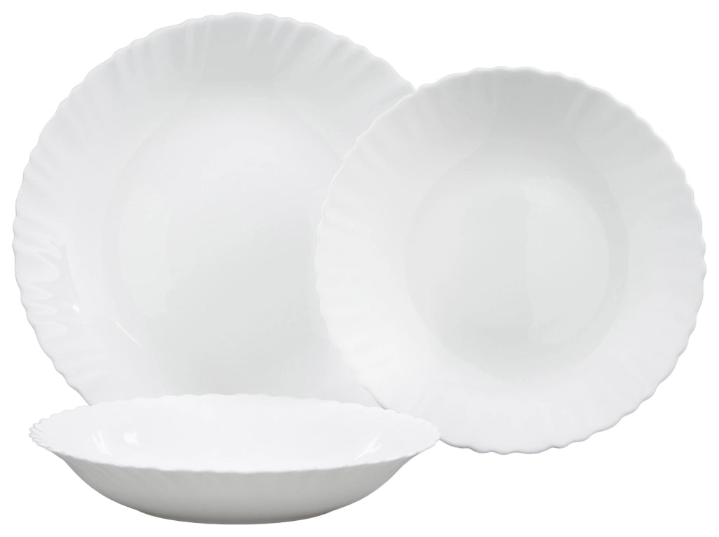 Set 18 piatti in Vetro Opale Tori Bianco