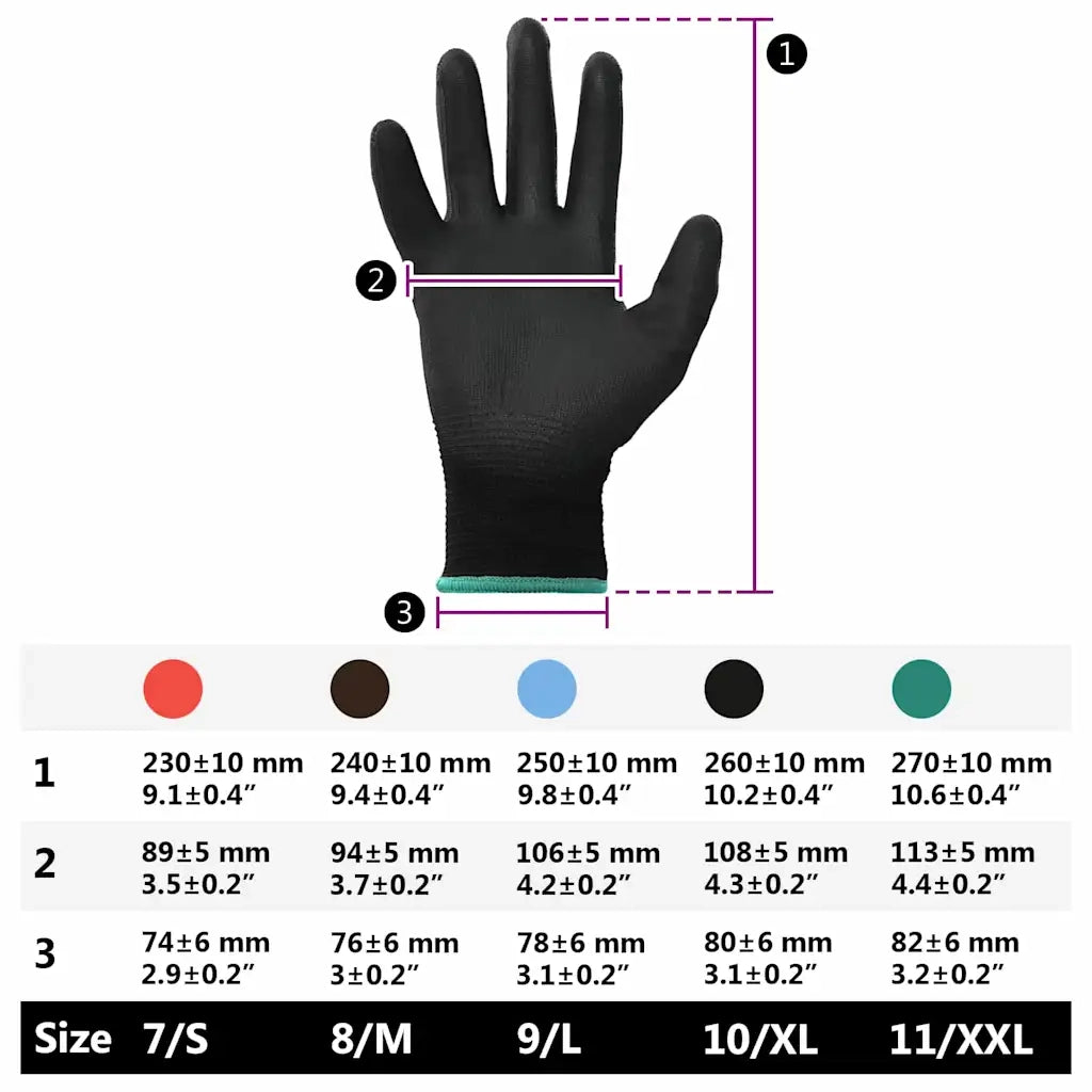 Guanti da Lavoro 12 pz Nero 11 / XXL Poliestere CFW1875426