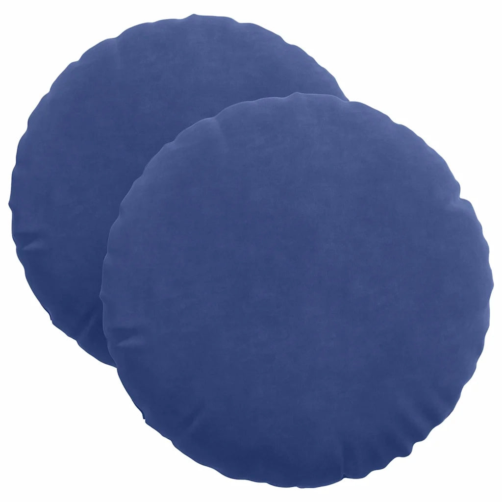 Cuscini per Seduta 2 pcs Blu Polizia Ø 40 x 13 cm Velluto 42014148