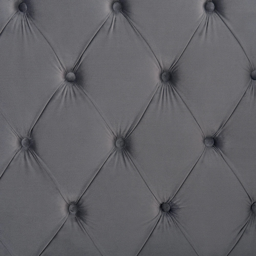Letto 160 x 200 cm Velluto grigio Base a doghe Bottone trapuntato testiera
