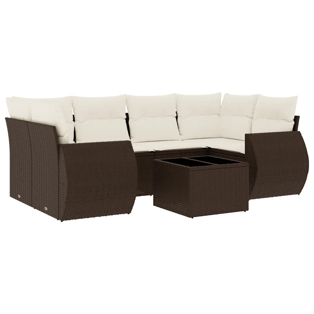 Set Divani da Giardino 7 pz con Cuscini Marrone in Polyrattan 3221122