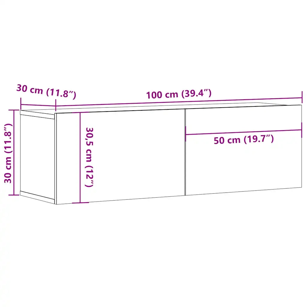 Mobile Porta TV Bianco 100x30x30 cm in Legno Multistrato 801481