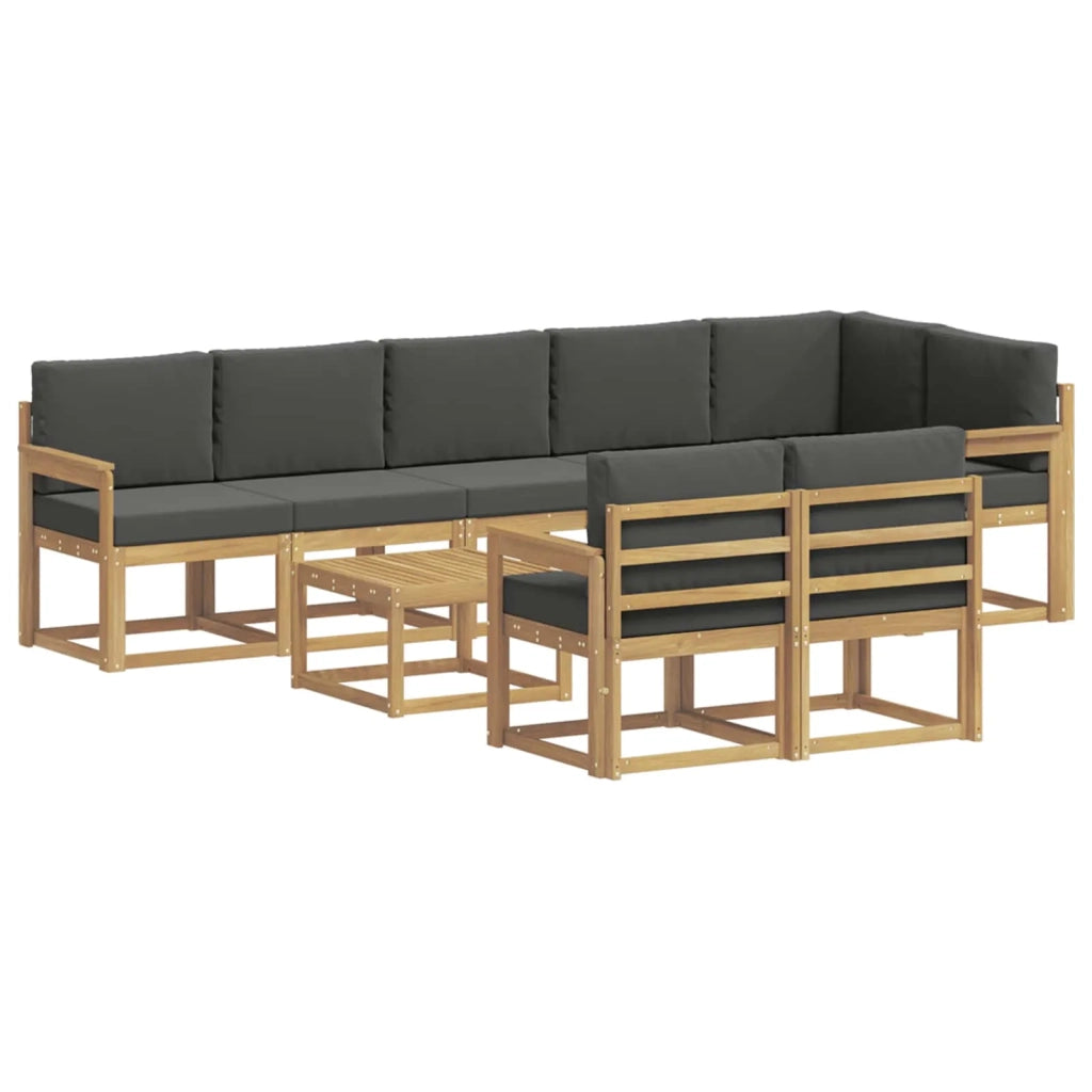 Set di divani da esterno 9 pz Bianco e Antracite Poliestere 3387831