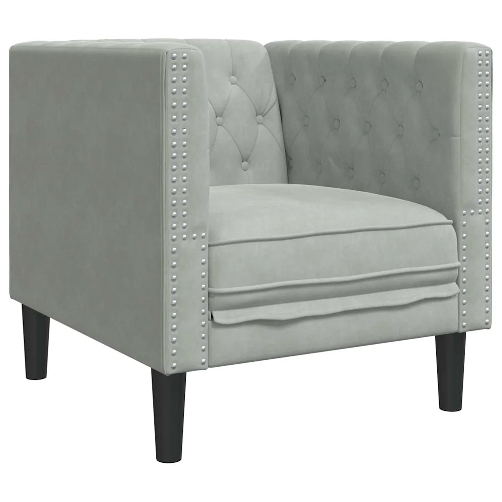 Divano Grigio chiaro 74,5 x 71 x 70,5 cm Velluto 42013016