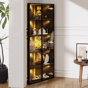 Vetrina con LED ¨C MINIMAL ¨C Nero, Vetro Temperato, 62x35x160 cm