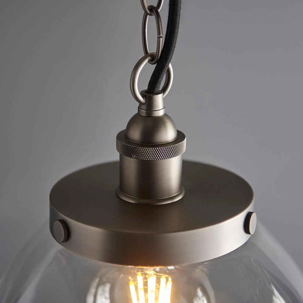 Lampada a sospensione industriale argento vetro E27 Endon