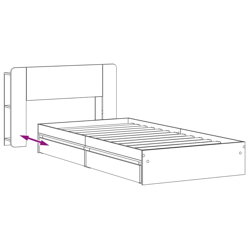 Telaio del letto con storage Grigio Cemento 100 x 200 cm