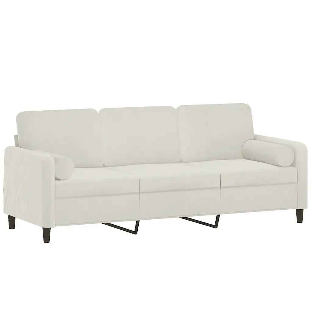 Divano a 3 Posti con Cuscini Crema 180 cm in Velluto 3200899