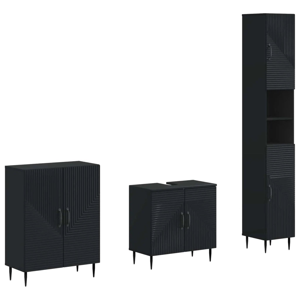 Set di armadietti da bagno in 3 pezzi HAARLEM Nero 3417451