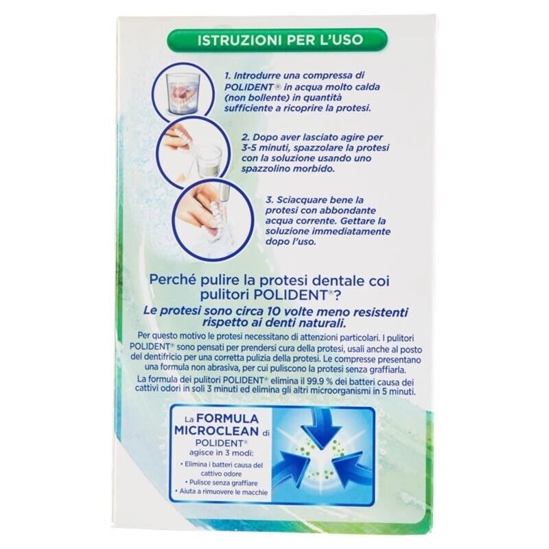 POLIDENT TABS PULITORE PER PROTESI PULIZIA IN 3 MINUTI 36 CAPSULE EFFERVESCENTI
