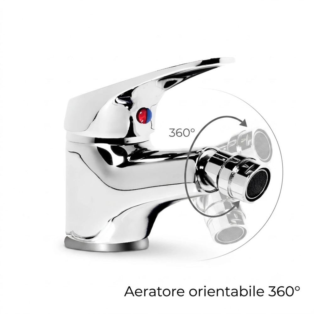 Set rubinetto miscelatore lavabo e bidet in ottone cromato