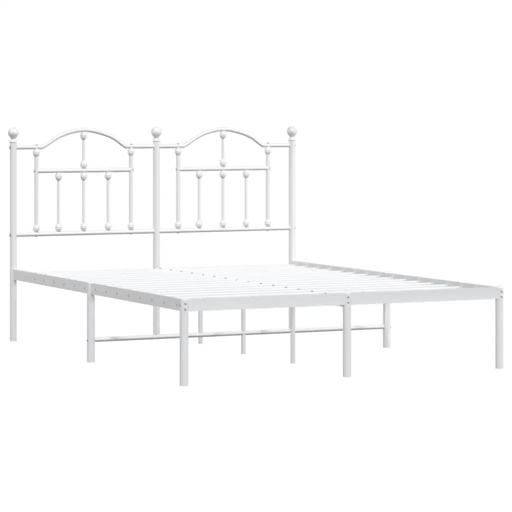 Letto matrimoniale | Letto per adulti | Giroletto con Testiera Metallo Bianco 135x190 cm