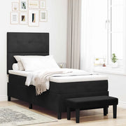 Letto a molle con materasso Nero 90 x 190 cm Velluto