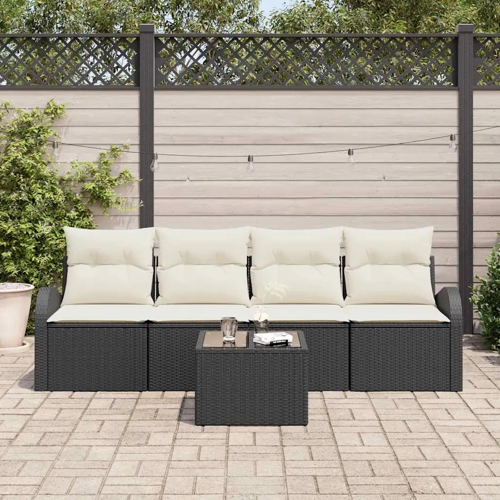 Set Divano da Giardino Nero 55 x 55 x 37 cm polyrattan