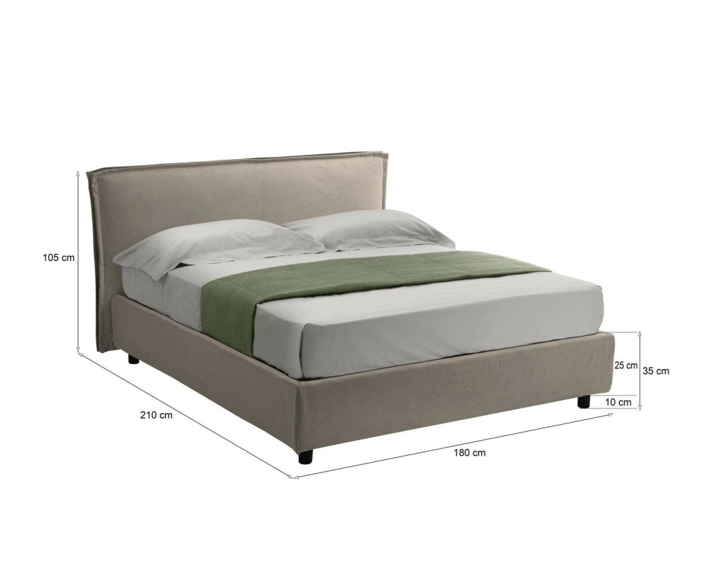 Letto Matrimoniale Brolo, Letto Matrimoniale Sfoderabile Made in Italy, Grigio Tortora\