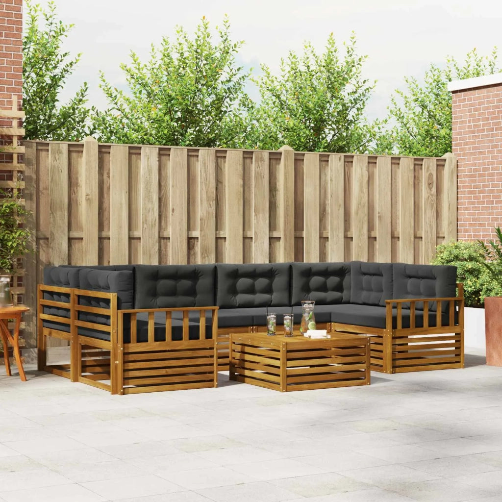 Set di divani da esterno con cuscino 7 pcs Naturale e Antracite 3373092