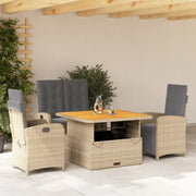 Set da Pranzo da Giardino 4 pz con Cuscini Beige in Polyrattan 3277369