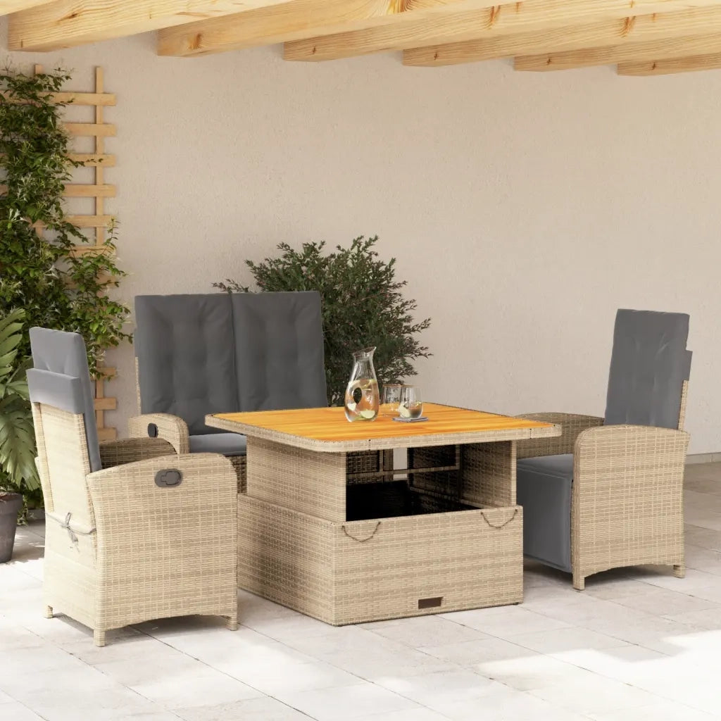 Set da Pranzo da Giardino 4 pz con Cuscini Beige in Polyrattan 3277369