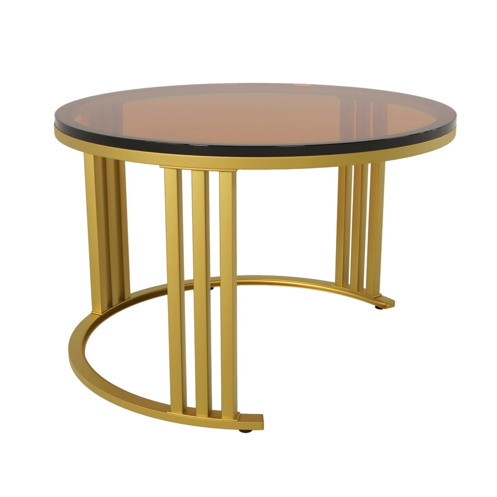 TAVOLINO da caffè rotondo 2 pezzi 70x70x45 + 50x50x40 cm nero e vetro