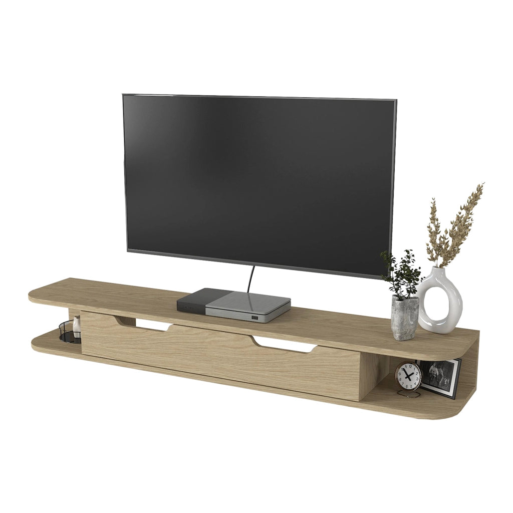 Mobile Porta TV Karjali da Parete con Anta a Ribalta 150 x 30 x 19 cm - Effetto Rovere [en.casa]