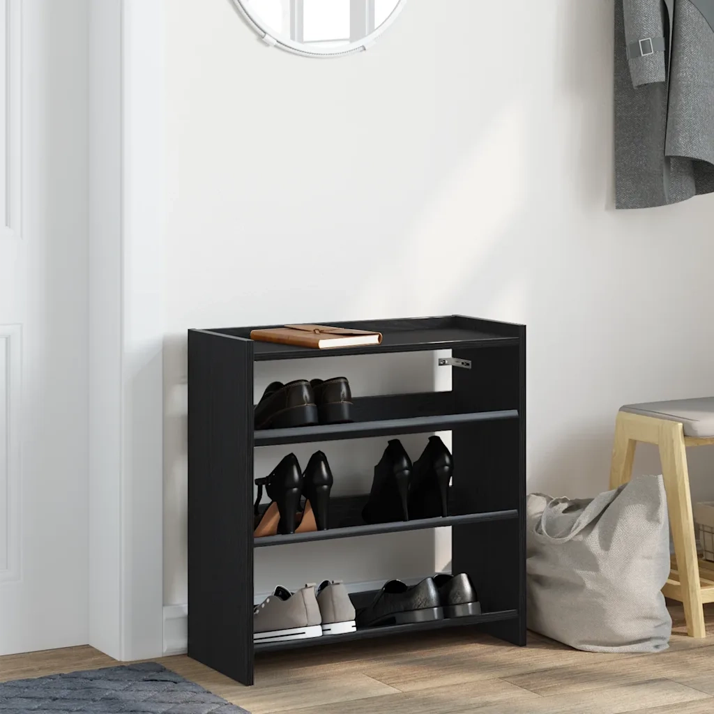 Scarpiera Nera 60x25x62 cm in Legno Multistrato 859888
