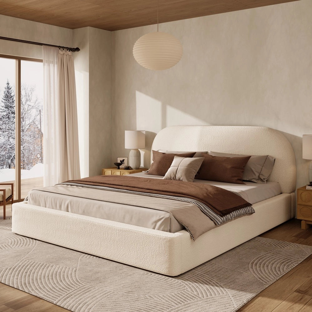 Letto Matrimoniale Imbottito con Rete a Doghe ¨C Xylo ¨C Beige, 180x200