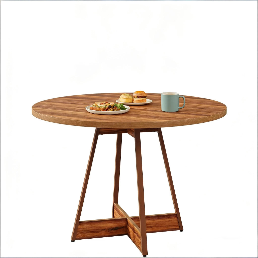 Tavolo da pranzo 2-4 posti con base centrale; per cucina e soggiorno; in MDF; 100 cm; marrone