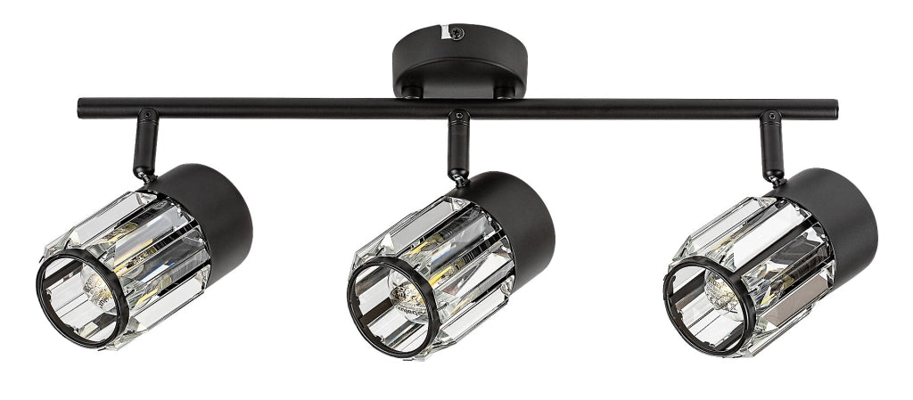 Plafoniera Rabalux Venaro nera 3 luci E14 cristallo