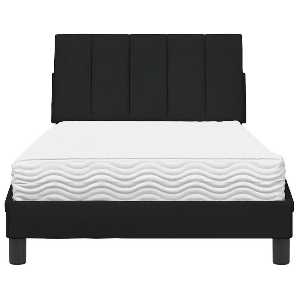 Letto con Materasso Hanko Nero 100x200 cm in Tessuto 3310512
